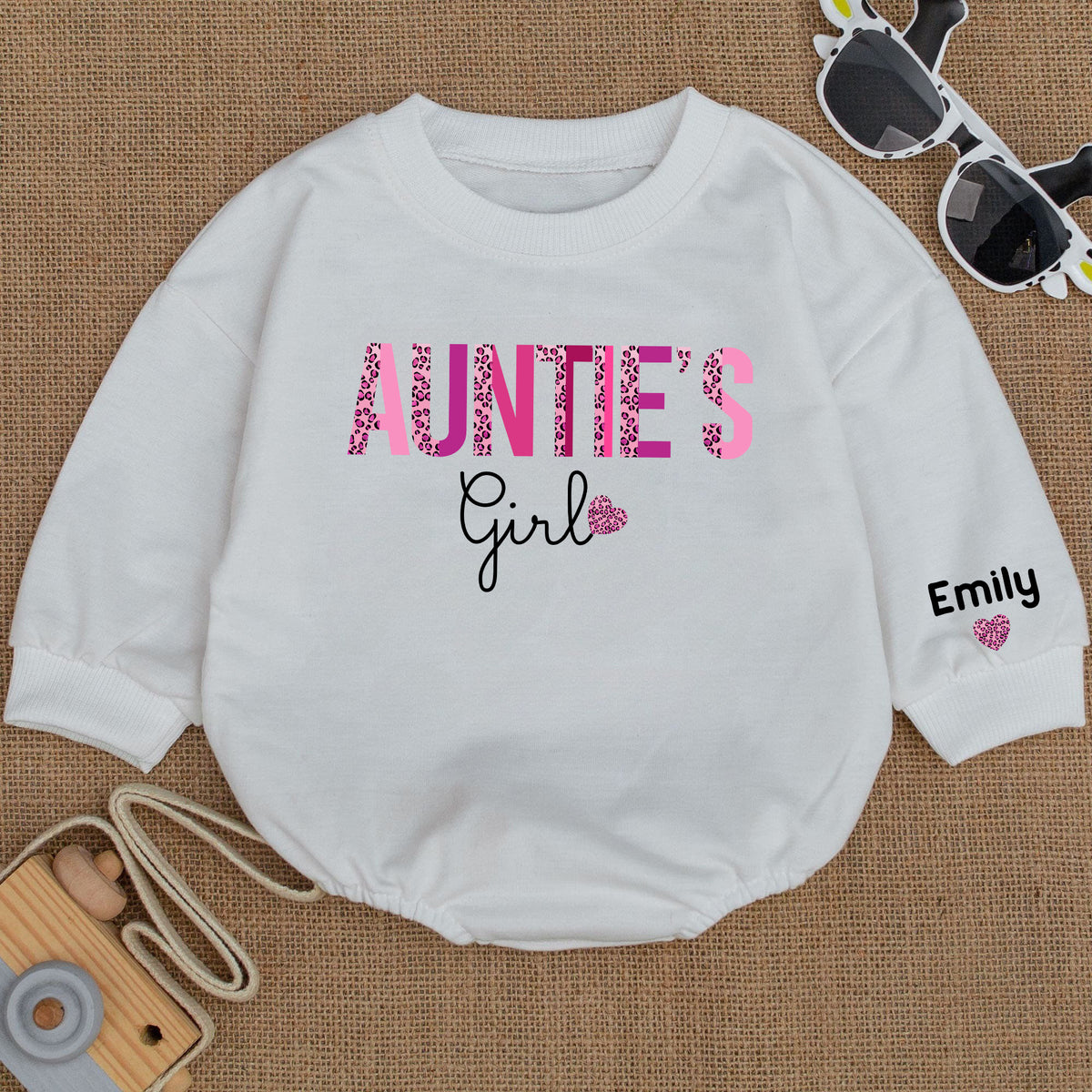 Baby Bodysuit Romper Long Sleeve Customize Name Auntie's Girl Personalized Custom Babysuit - Gift For Niece And Auntie - LuthCreative