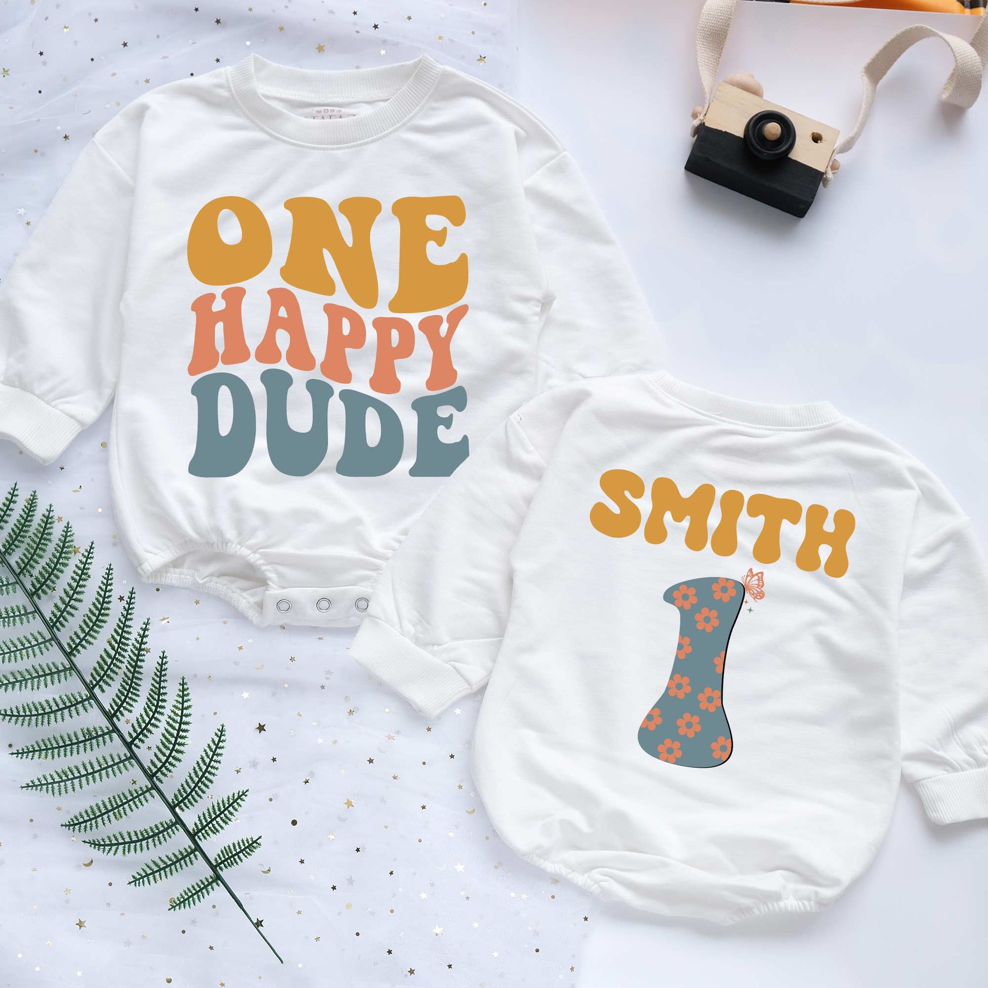 One Happy Dude Little Dude's First Outfit: Personalized Romper for Newborns - Short/Long Sleeve (0-2Y) - LuthCreative