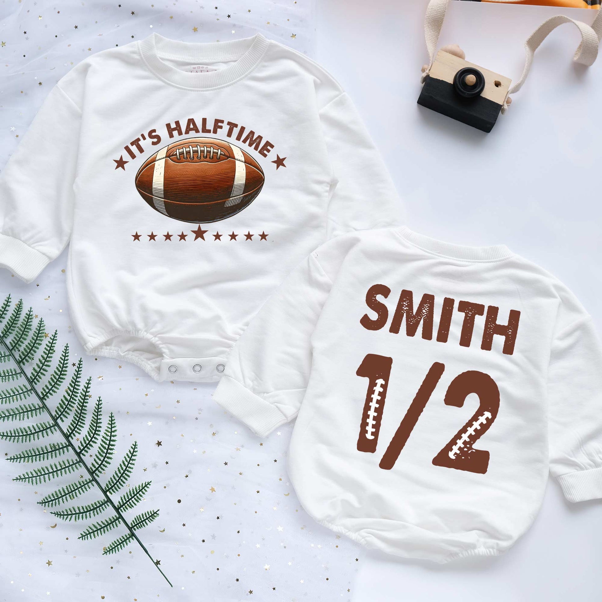 Baby Bodysuit Romper Long Sleeve Customize It's Halftime Personalized Custom Babysuit - Gift For Baby - LuthCreative