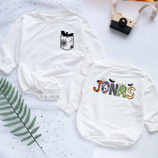 Customized Name with Halloween Spooky Style Personalized Baby Romper - Short/Long Sleeve (0-2Y)