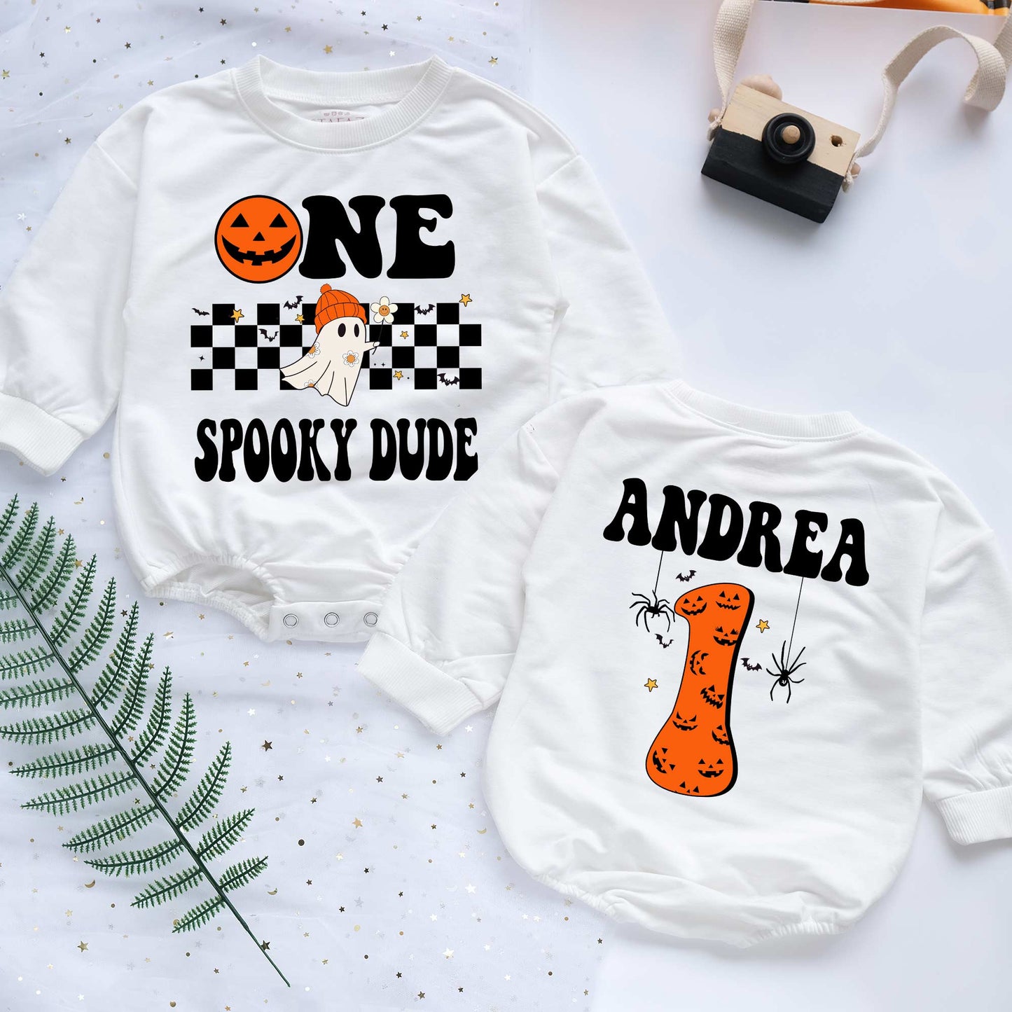 Litte Boo One Spooky Dude Personalized Baby Romper - Short/Long Sleeve (0-2Y) - LuthCreative