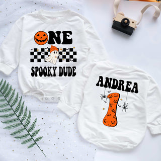 Litte Boo One Spooky Dude Personalized Baby Romper - Short/Long Sleeve (0-2Y)