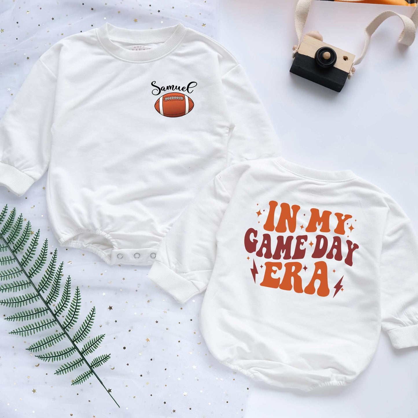 Football In My Game Day Era Custom Name Personalized Baby Romper - Short/Long Sleeve (0-2Y) - LuthCreative