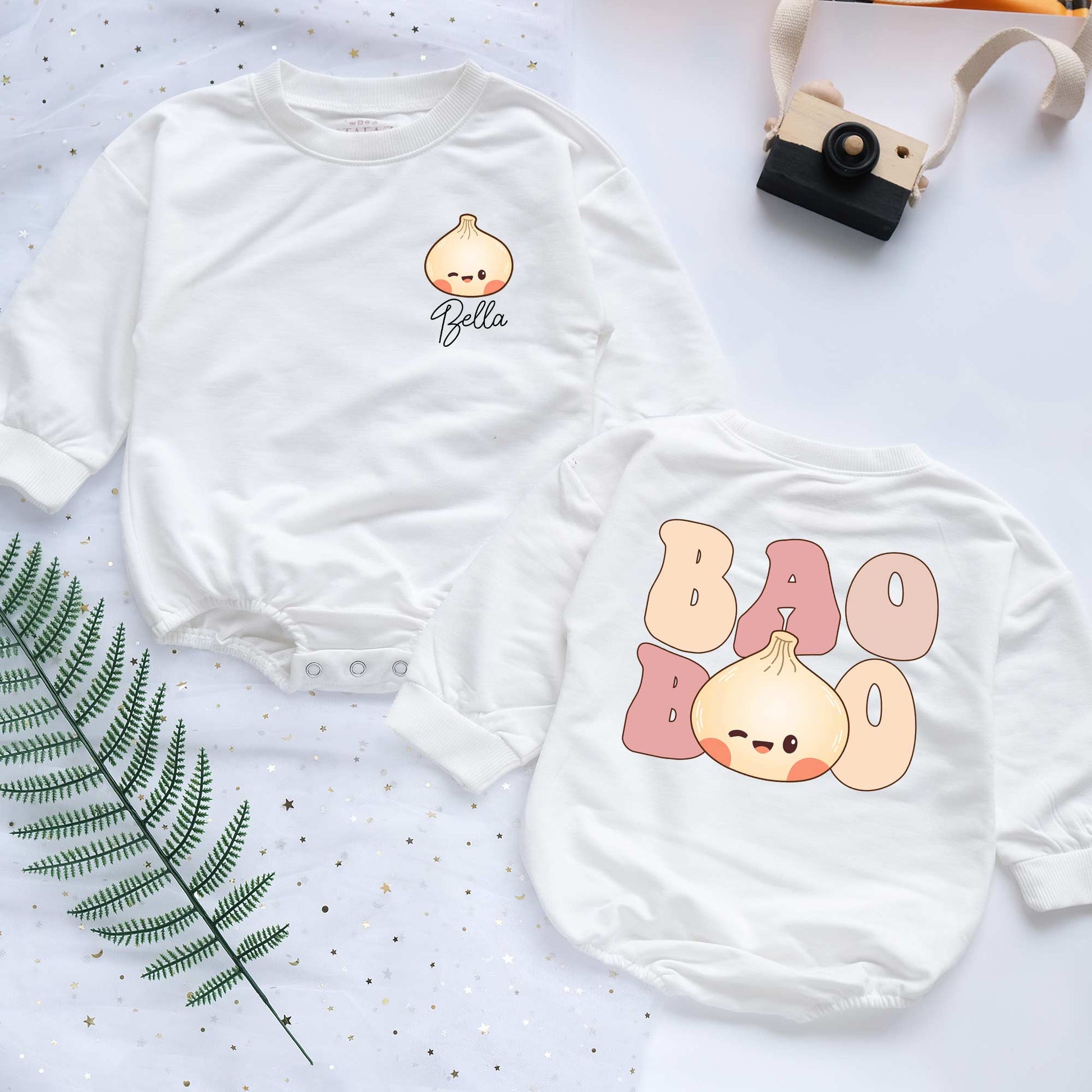 Custom Name Baby Bao Personalized Baby Romper - Short/Long Sleeve (0-2Y) - LuthCreative