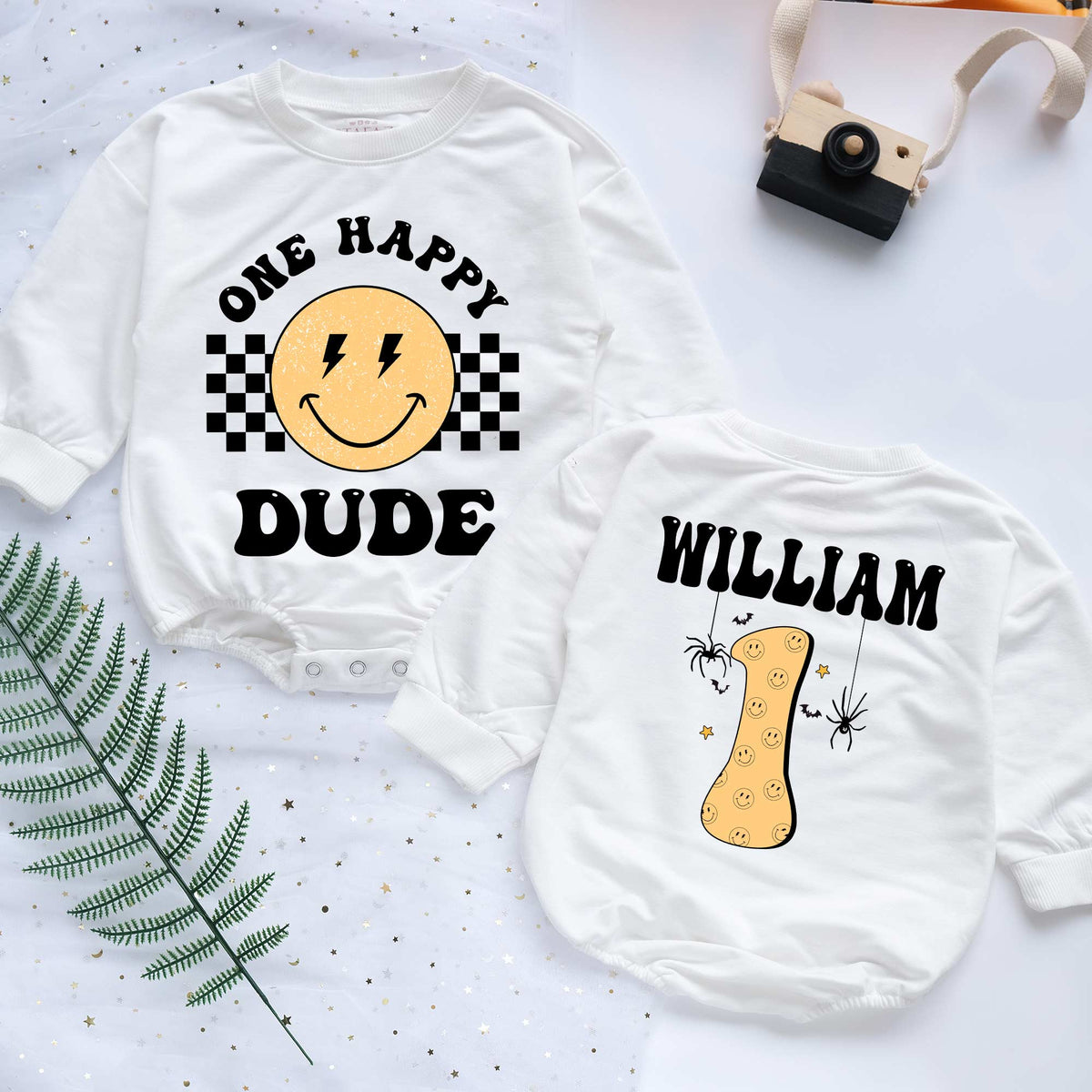 One Happy Dude Personalized Baby Romper - Short/Long Sleeve (0-2Y) - LuthCreative