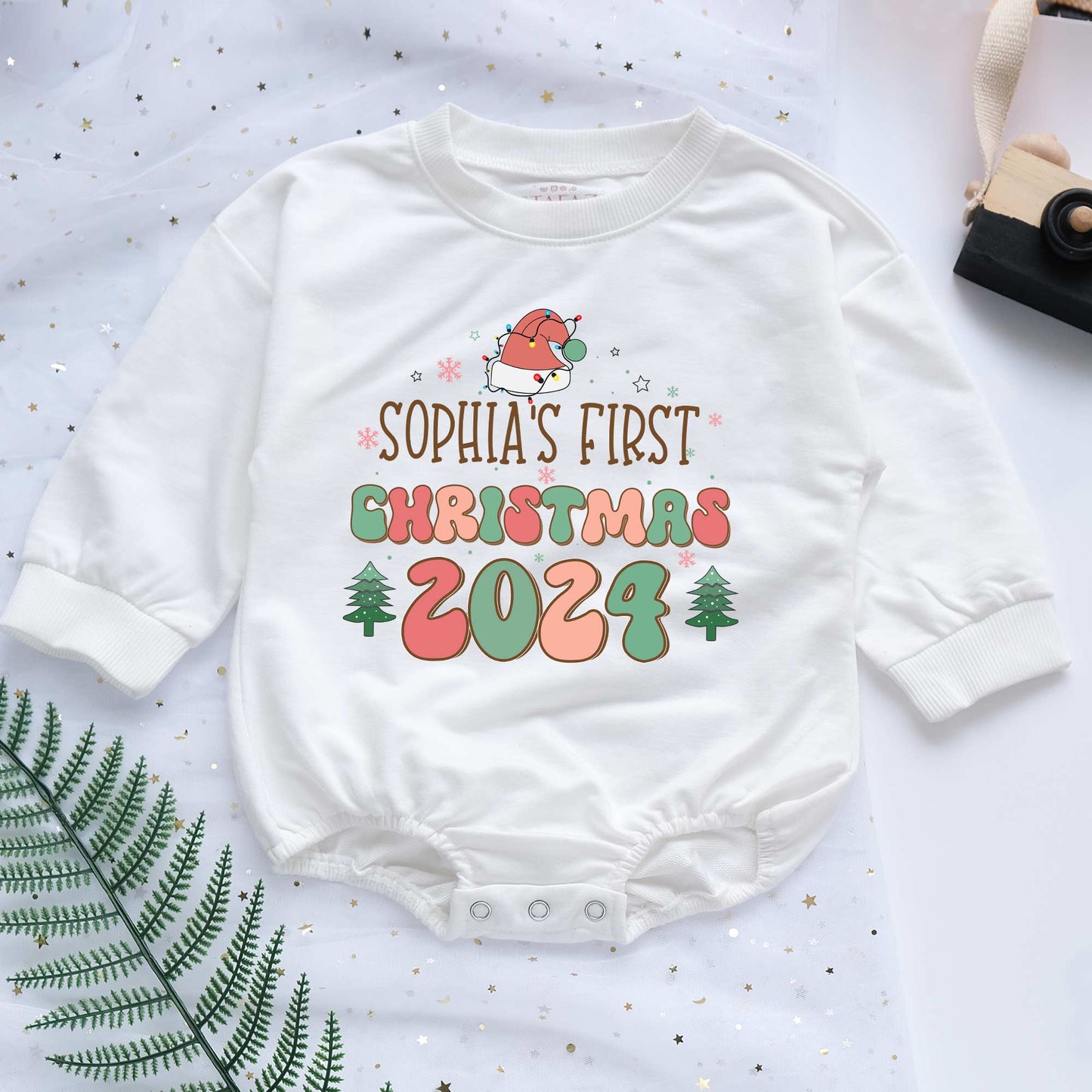 Custom Baby First Christmas 2024 Personalized Baby Romper - Short/Long Sleeve (0-2Y) - LuthCreative