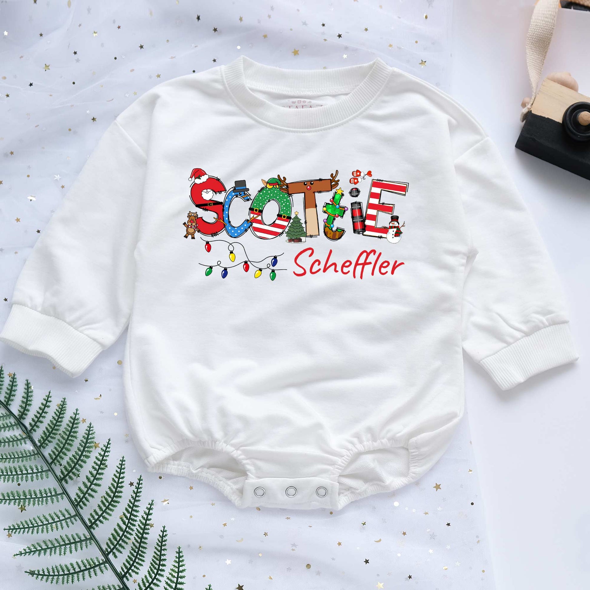 Christmas Candy Custom Name Personalized Baby Romper - Short/Long Sleeve (0-2Y) - LuthCreative