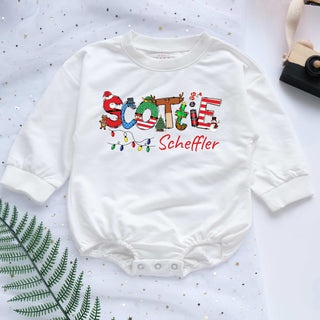 Christmas Candy Custom Name Personalized Baby Romper - Short/Long Sleeve (0-2Y)