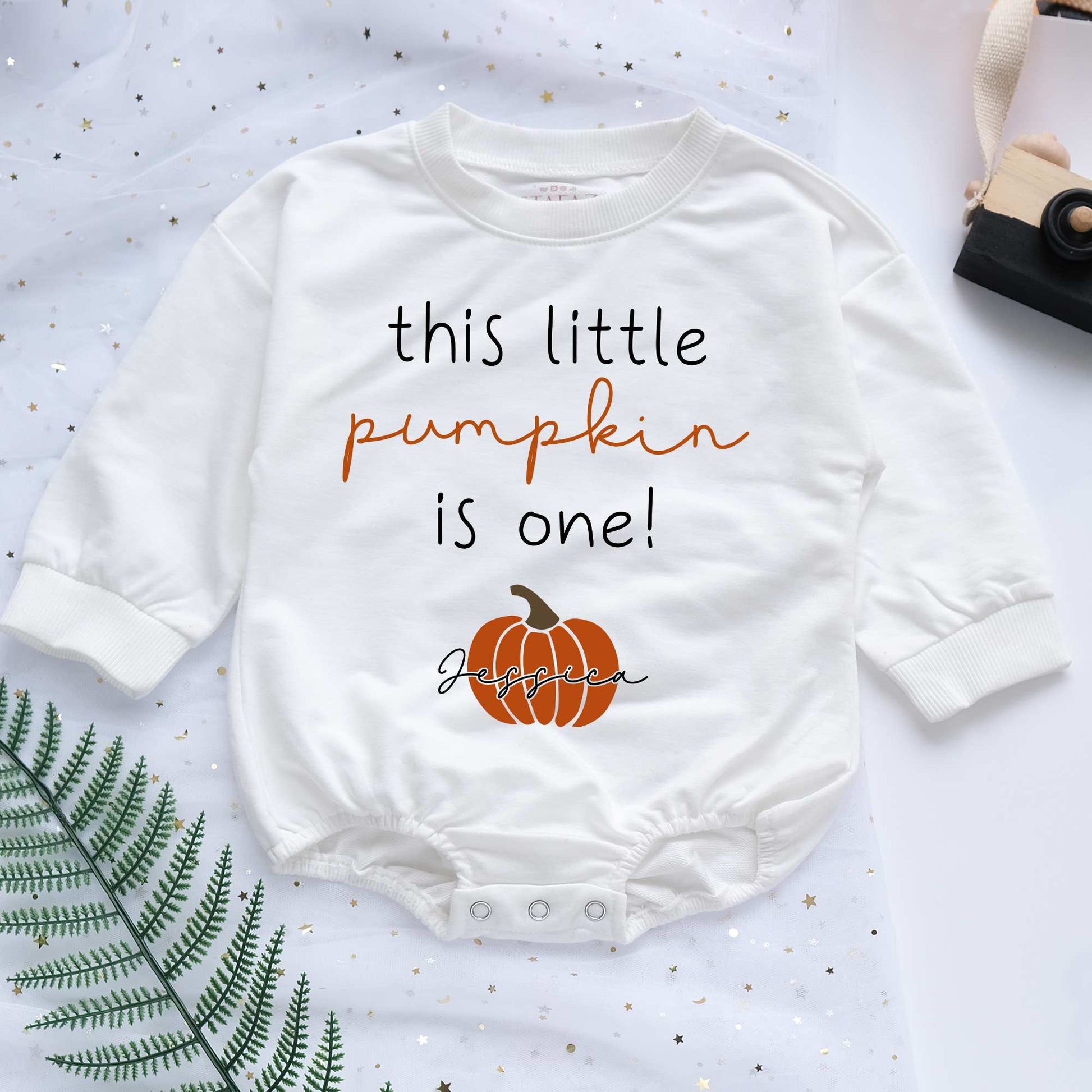 Thanksgiving This Little Pumpkin Is One Personalized Baby Romper - Short/Long Sleeve (0-2Y) - LuthCreative