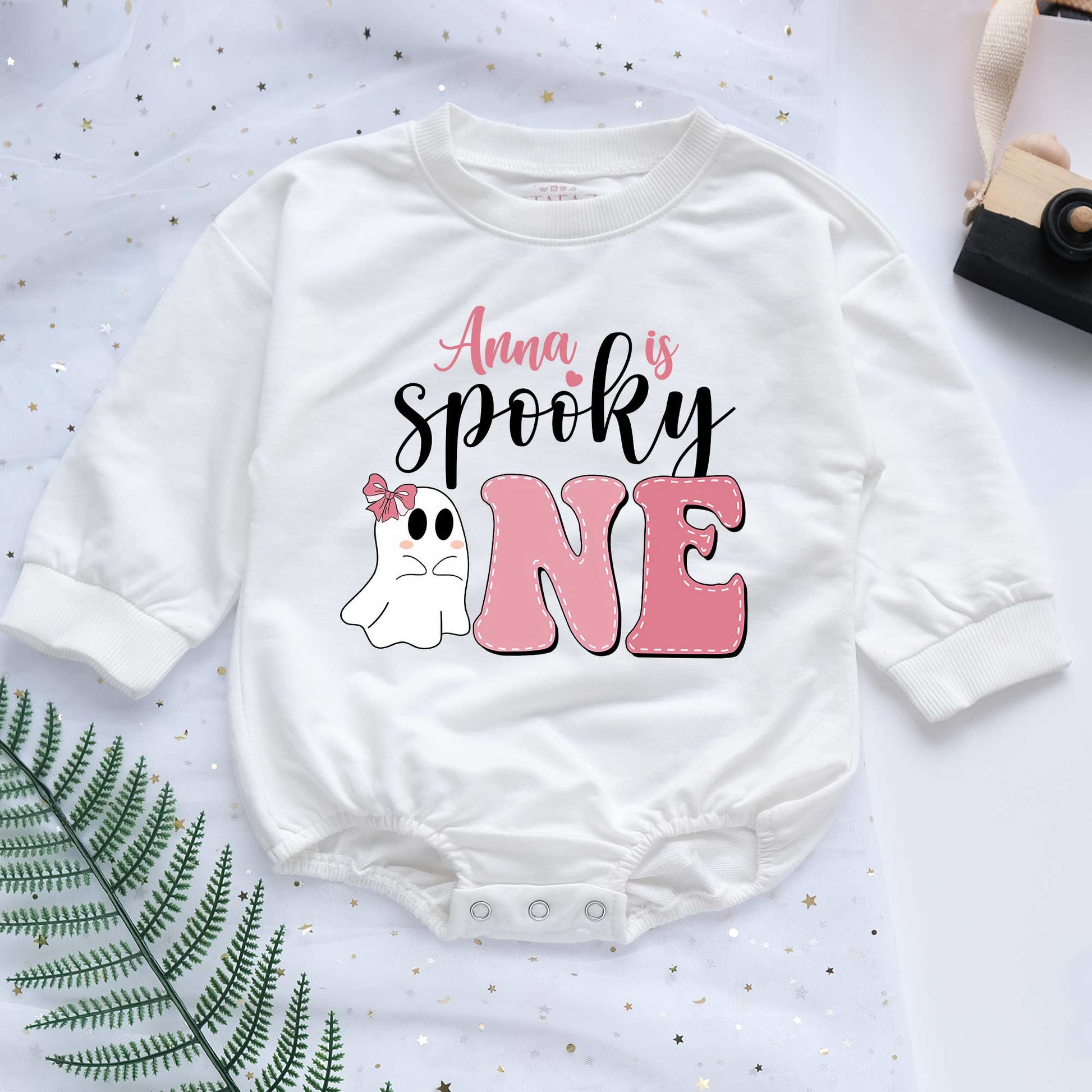 Spooky "Little Boo" Personalized Baby Romper - Short/Long Sleeve (0-2Y) - LuthCreative