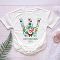 Custom First Letter First Christmas 2024 Personalized Baby Romper - Short/Long Sleeve (0-2Y) - LuthCreative