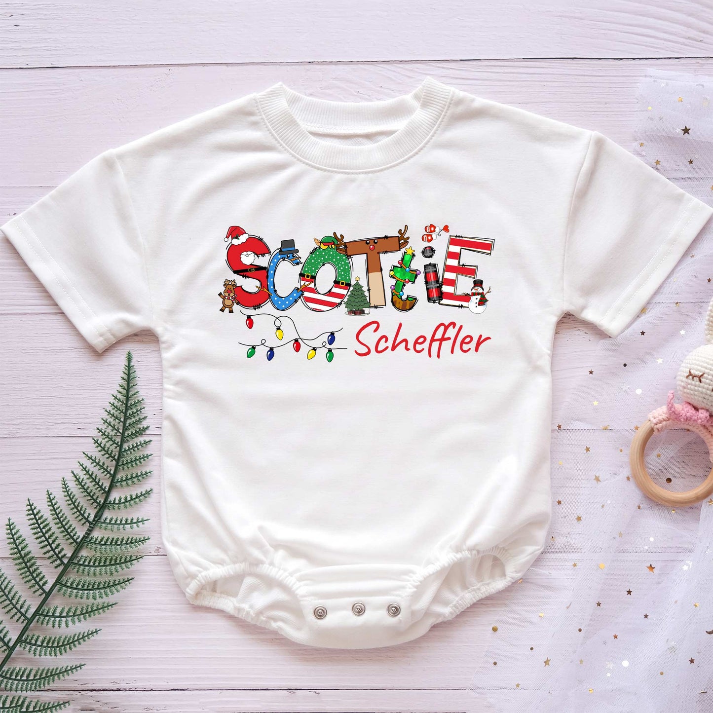 Christmas Candy Custom Name Personalized Baby Romper - Short/Long Sleeve (0-2Y) - LuthCreative