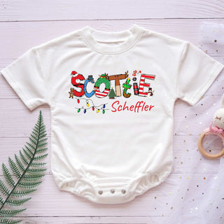 Christmas Candy Custom Name Personalized Baby Romper - Short/Long Sleeve (0-2Y)