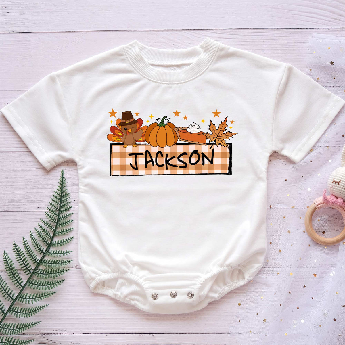 Thanksgiving Personalized Baby Romper - Short/Long Sleeve (0-2Y) - LuthCreative