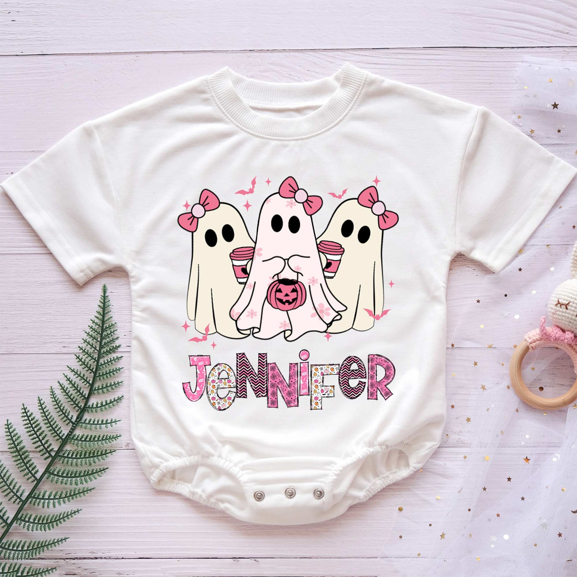 Little Boo Spooky Halloween Personalized Baby Romper - Short/Long Sleeve (0-2Y) - LuthCreative