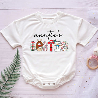 Baby Romper Long Sleeve Customize Auntie's Bestie Personalized Custom Babysuit - Gift For Baby