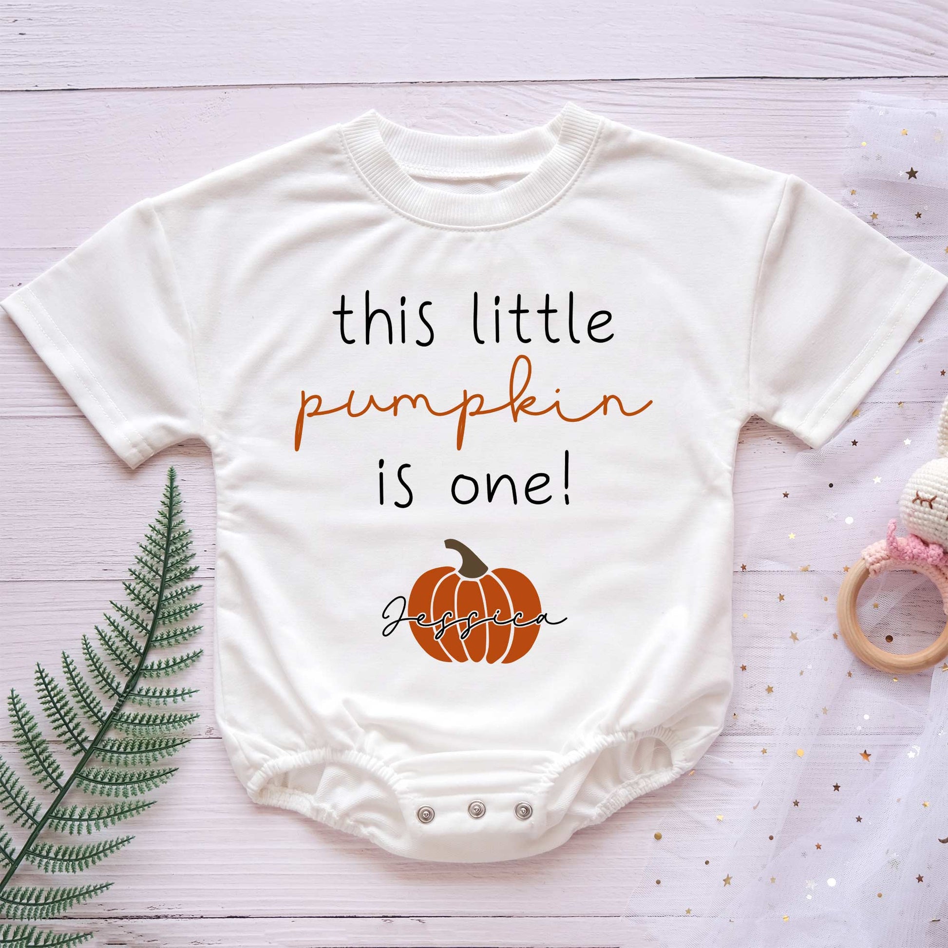 Thanksgiving This Little Pumpkin Is One Personalized Baby Romper - Short/Long Sleeve (0-2Y) - LuthCreative