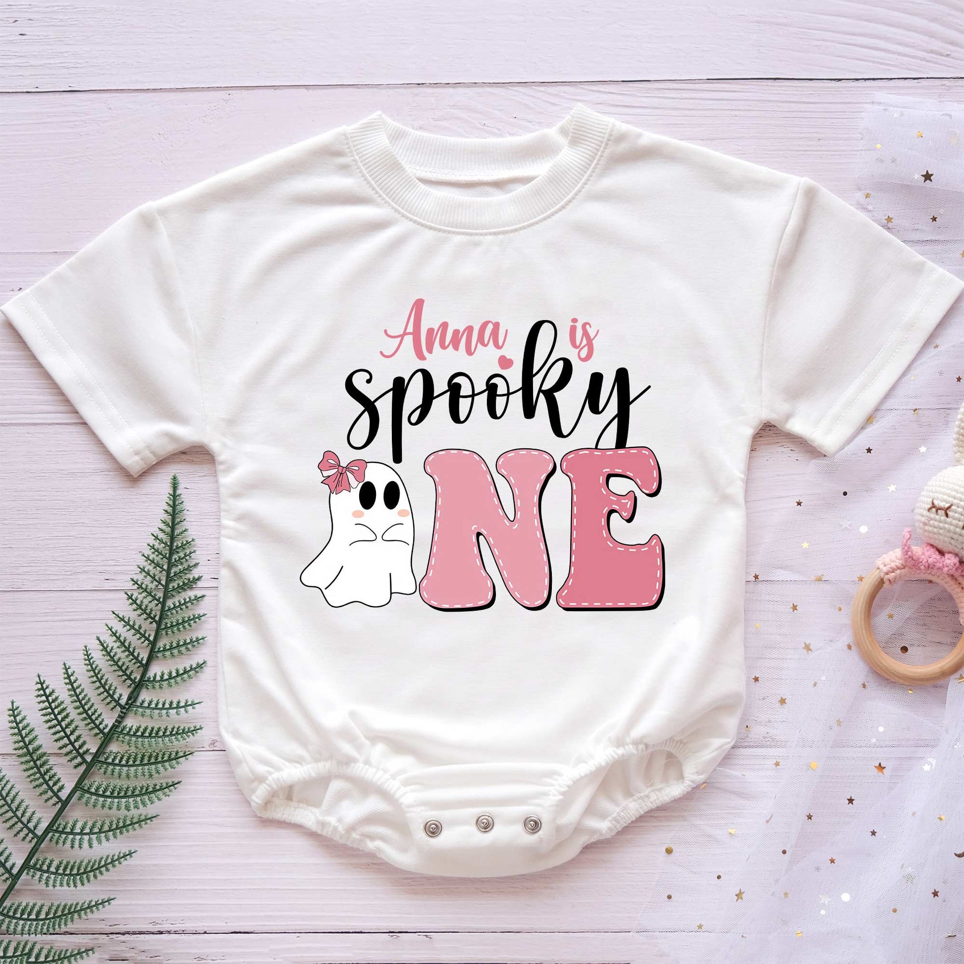 Spooky "Little Boo" Personalized Baby Romper - Short/Long Sleeve (0-2Y) - LuthCreative