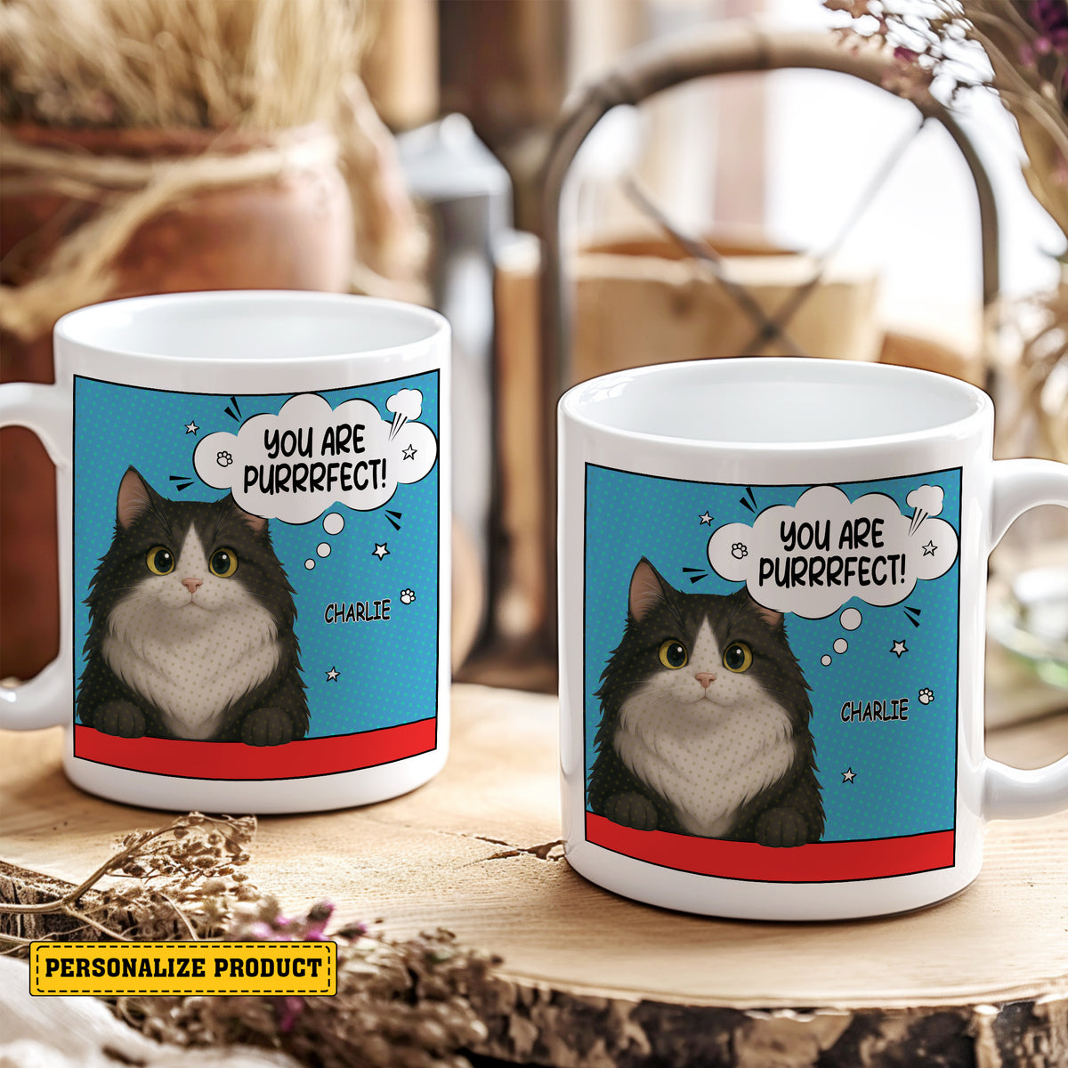 "You Are Purrfect" Personalized Comic Book Style Mug