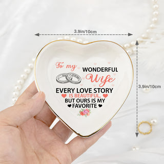 Personalized Heart Jewelry Dish - 'Our Love Story' Wife Gift - Wedding Heart Ring Dish - LuthCreative