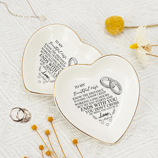 Personalized Heart-Shaped Jewelry Dish - 'To My Beautiful Wife' Wedding Gift - LuthCreative