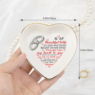 Personalized Heart Jewelry Dish - 'To My Beautiful Wife' Gift - Wedding Heart Ring Dish - LuthCreative