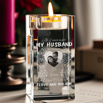 "In Loving Memory" Memorial Crystal Candle Holder - A Light of Love