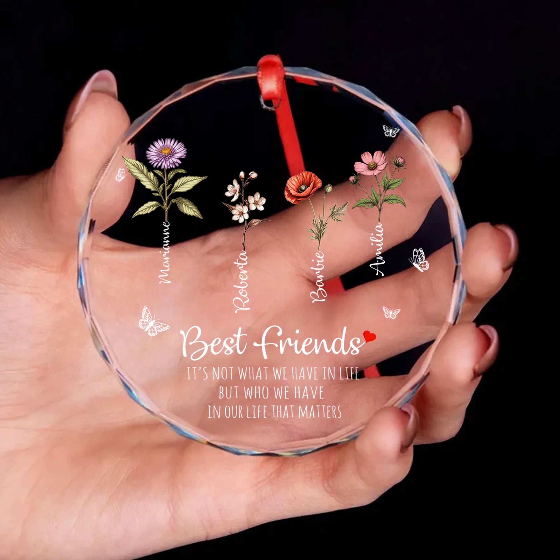 Personalized Ornament Best Friends It's Not What We Have In Life But Who We Have Glass Ornament Holiday Decorations - LuthCreative