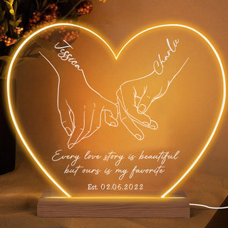 Personalized Love Story Custom heart Shape LED Night Light Lamp | Personalized Portrait Light | Valentine's Day & Anniversary Couple Gift | Romantic LED Night Lamp - LuthCreative