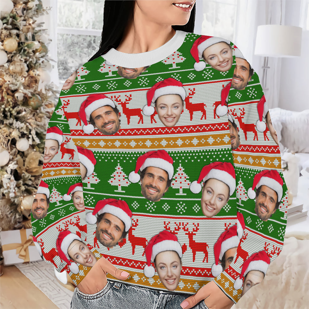 Personalized Gift Custom Ugly Christmas Sweater, Custom Face Crewneck Sweatshirt, Personalized Family Photo Sweater, Custom Gift for Men Women, Family Party Gifts Wool Sweater - LuthCreative