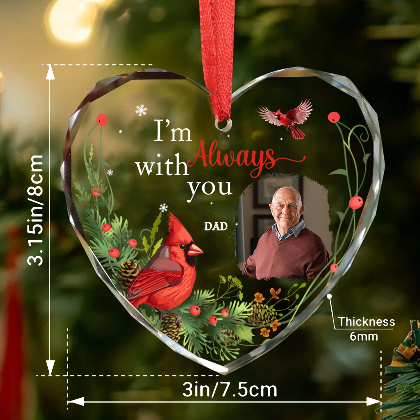 Personalized Ornament Memorial I'm always with you Glass Ornament Holiday Decorations - LuthCreative