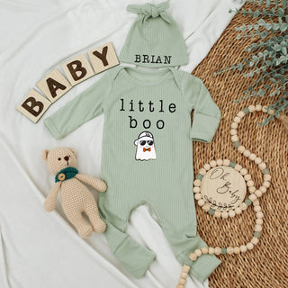 Custom Set Baby Bodysuit and Hat, Little Boo Newborn Set, Personalized Custom Baby Set - Gift For Baby