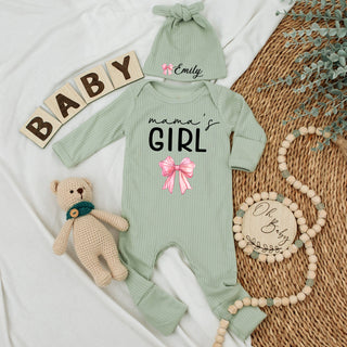 Custom Name Baby bodysuit and Hat set, Newborn set, Baby Shower Gift , Long Sleeve Bodysuit, Baby Announcement Outfit