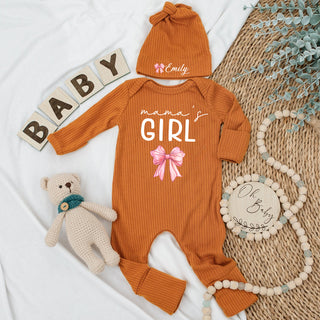 Custom Name Baby bodysuit and Hat set, Newborn set, Baby Shower Gift , Long Sleeve Bodysuit, Baby Announcement Outfit