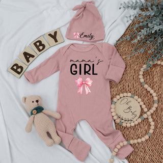 Custom Name Baby bodysuit and Hat set, Newborn set, Baby Shower Gift , Long Sleeve Bodysuit, Baby Announcement Outfit