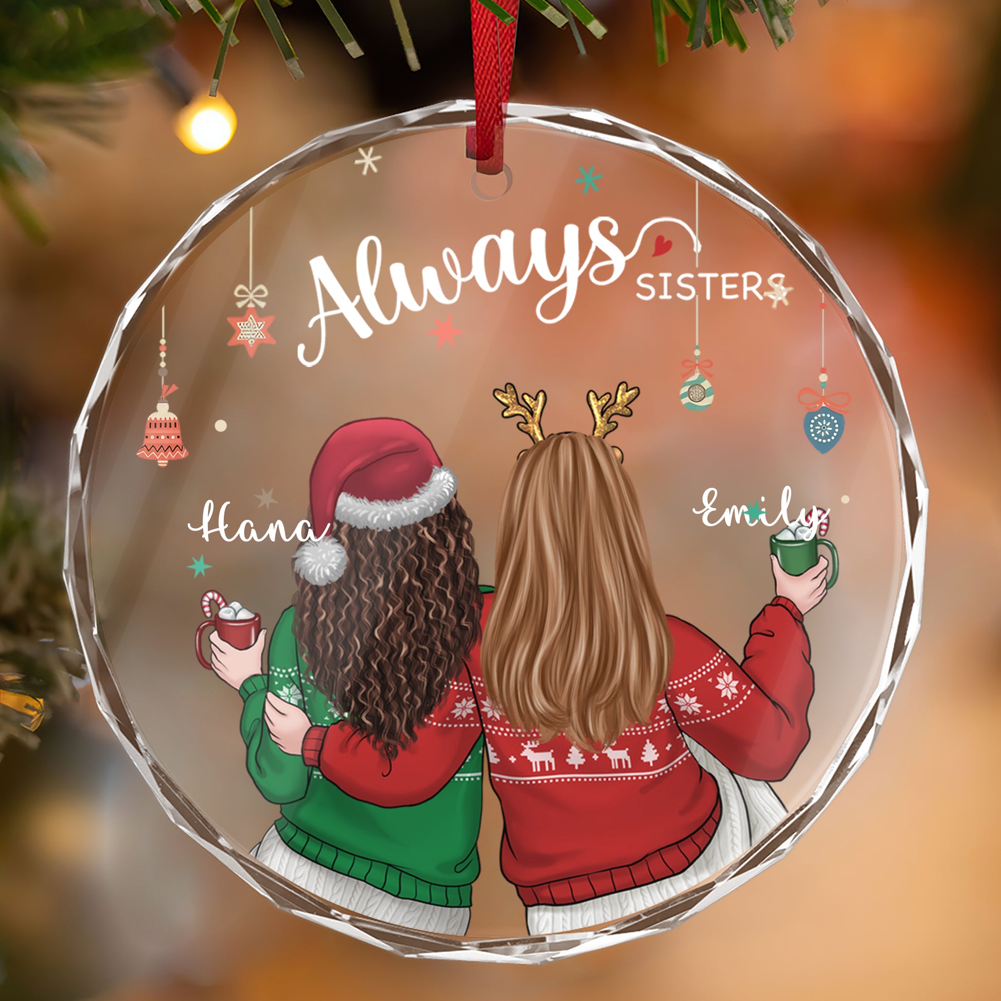 Personalized Ornament Always Sister Ornament Holiday Decorations - LuthCreative