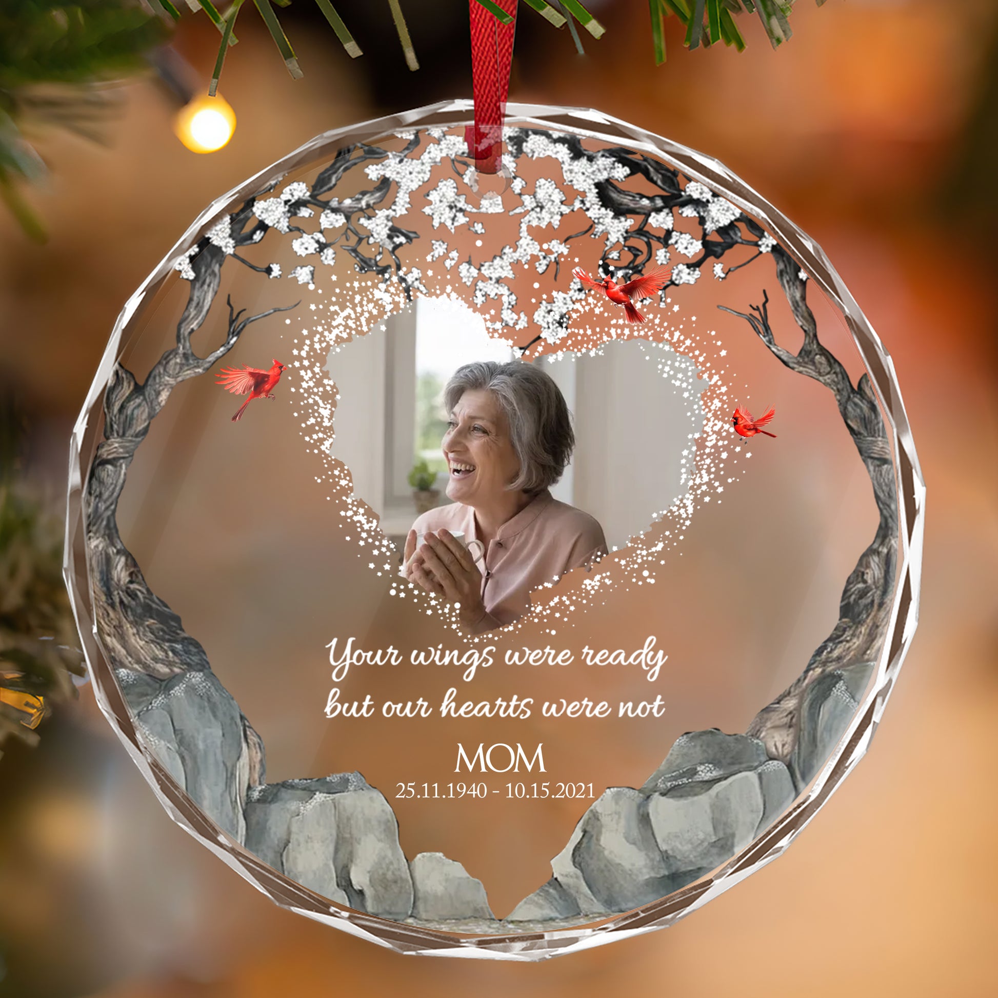 Personalized Ornament Memorial Your Wings Were Ready But Our Hearts Were Not Ornament Holiday Decorations - LuthCreative