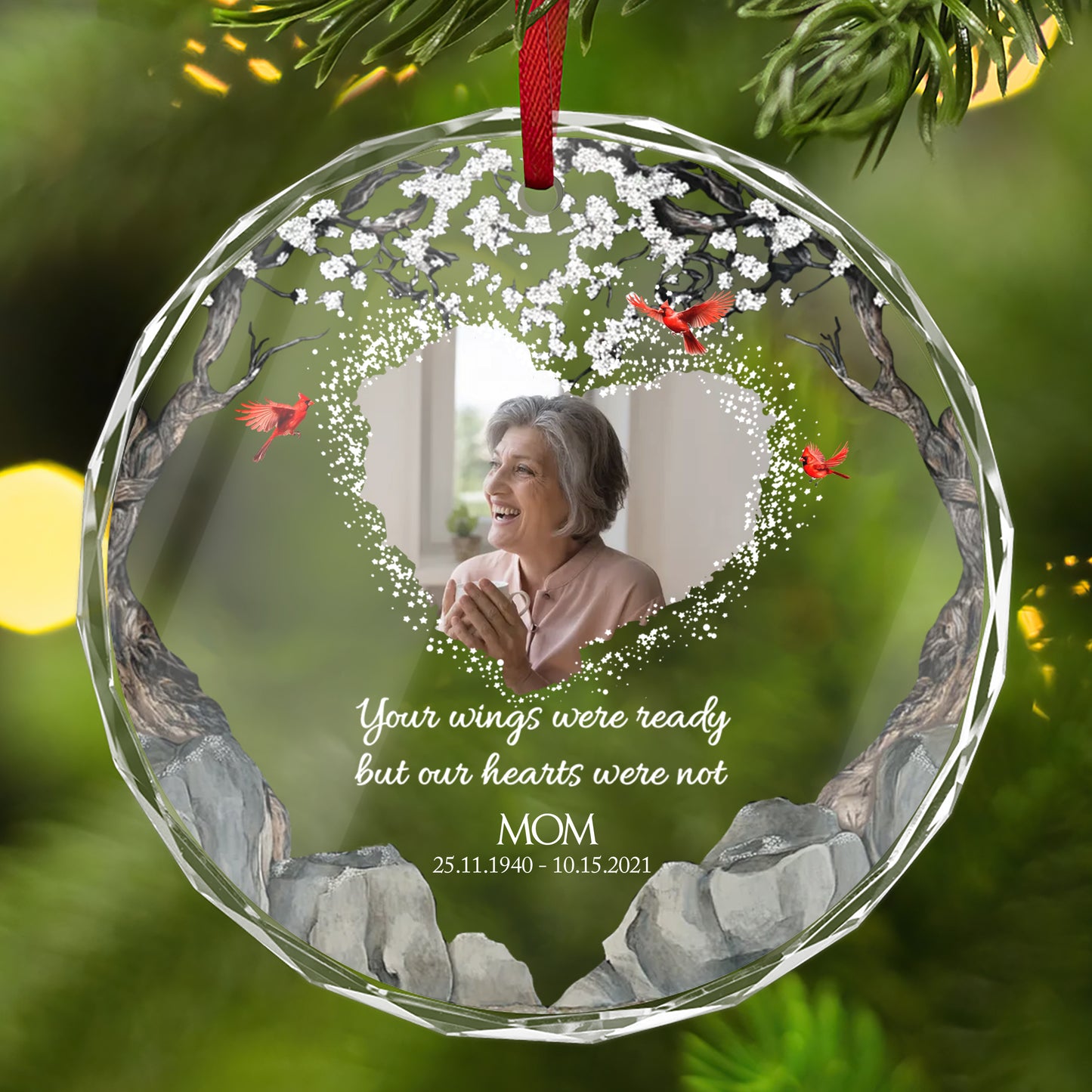 Personalized Ornament Memorial Your Wings Were Ready But Our Hearts Were Not Ornament Holiday Decorations - LuthCreative