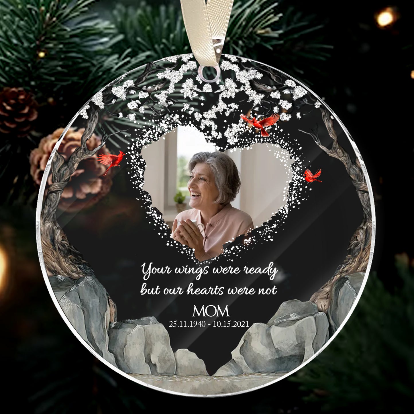 Personalized Ornament Memorial Your Wings Were Ready But Our Hearts Were Not Ornament Holiday Decorations - LuthCreative