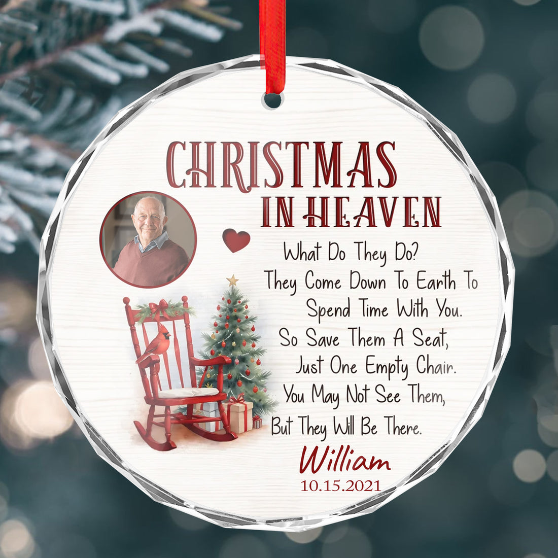 Personalized Ornament Memorial Christmas In Heaven Glass Ornament Holiday Decorations - LuthCreative