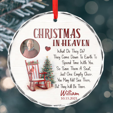 Personalized Ornament Memorial Christmas In Heaven Glass Ornament Holiday Decorations - LuthCreative