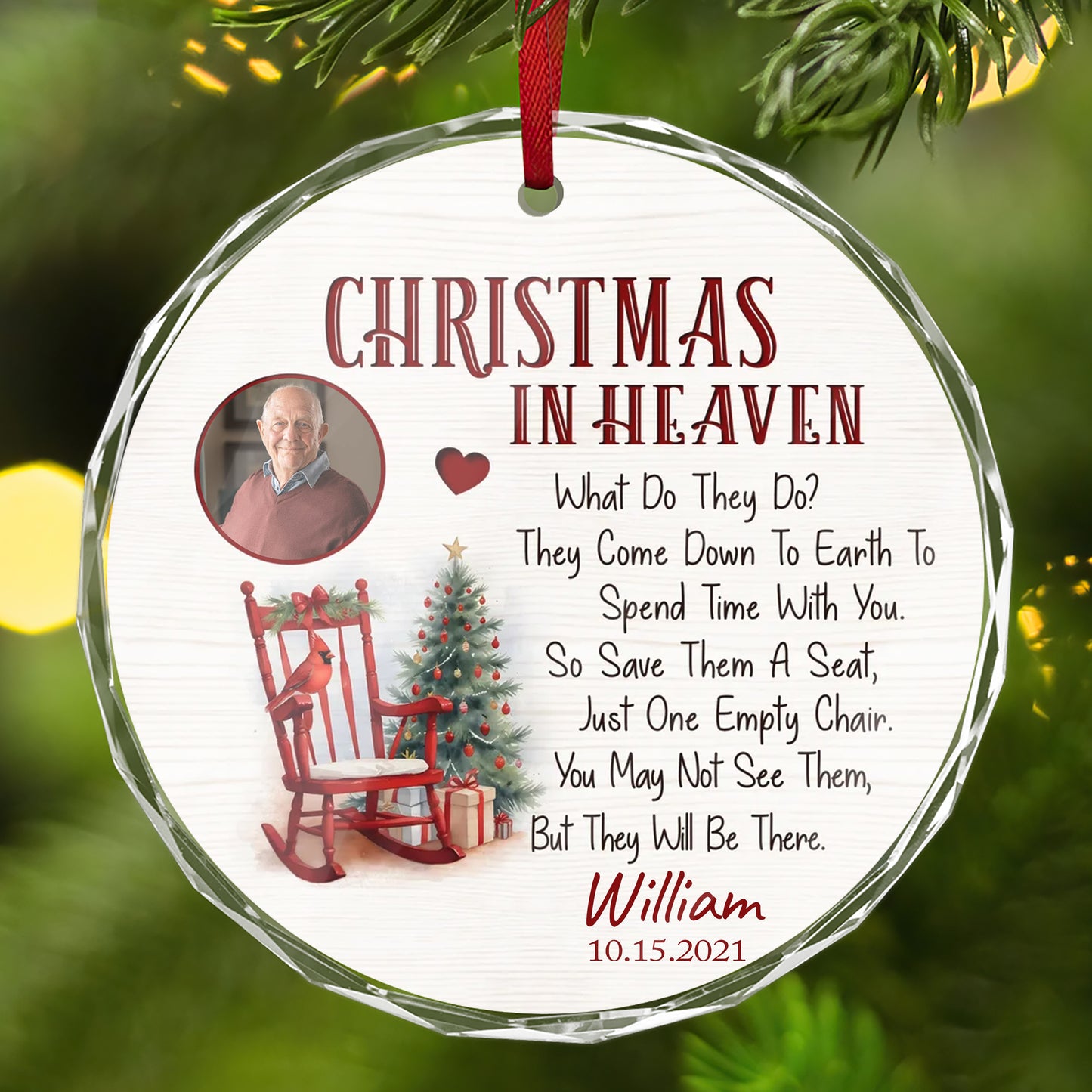 Personalized Ornament Memorial Christmas In Heaven Glass Ornament Holiday Decorations - LuthCreative