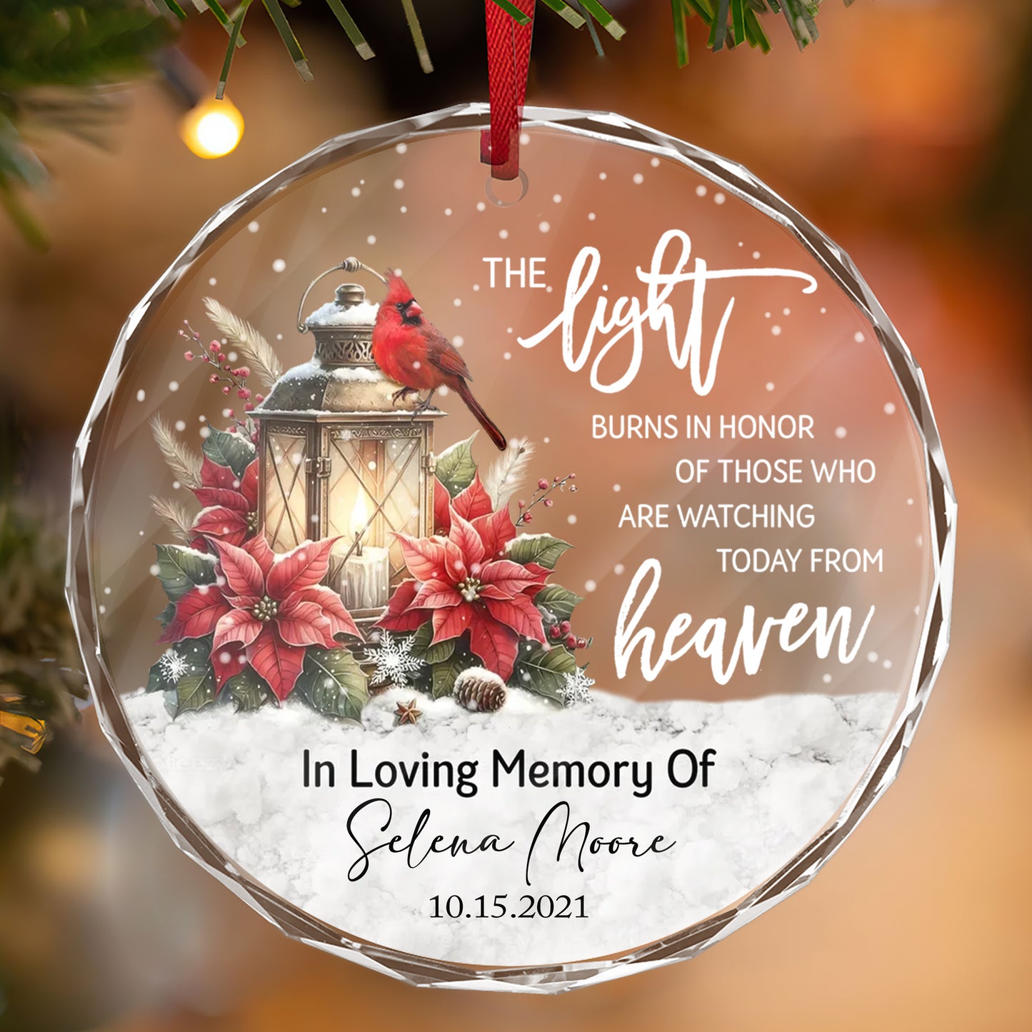 Personalized Ornament  The Light Burns In Honor Of Those Who Are Watching Today From Heaven Ornament Holiday Decorations - LuthCreative