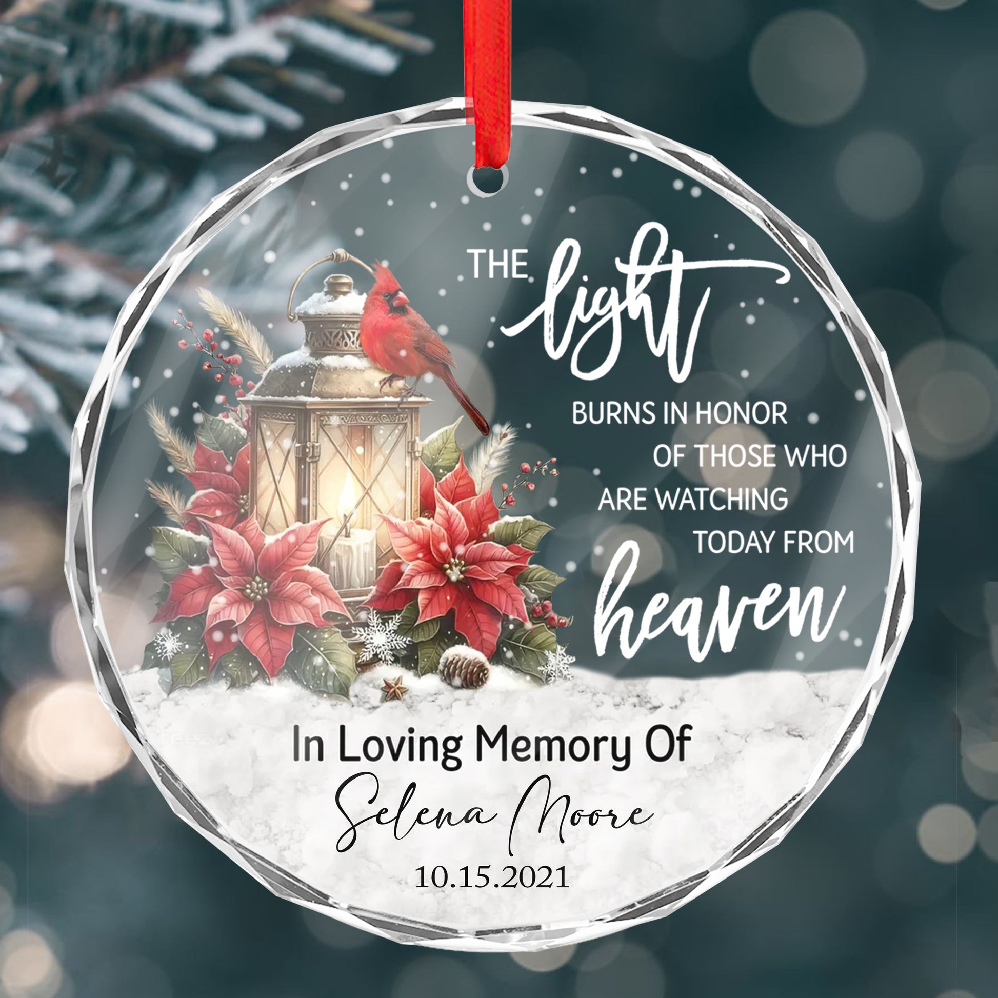 Personalized Ornament  The Light Burns In Honor Of Those Who Are Watching Today From Heaven Ornament Holiday Decorations - LuthCreative