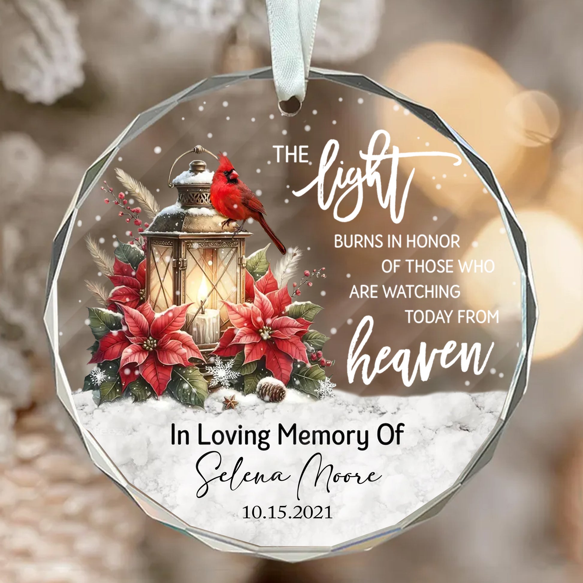 Personalized Ornament  The Light Burns In Honor Of Those Who Are Watching Today From Heaven Ornament Holiday Decorations - LuthCreative