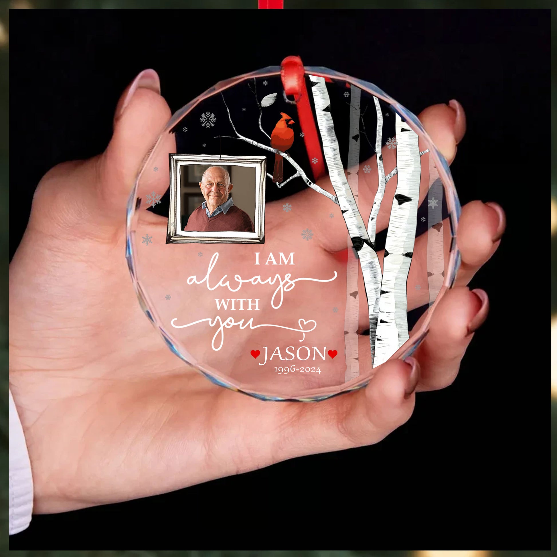 Personalized Ornament Memorial I'm always with you Glass Ornament Holiday Decorations - LuthCreative