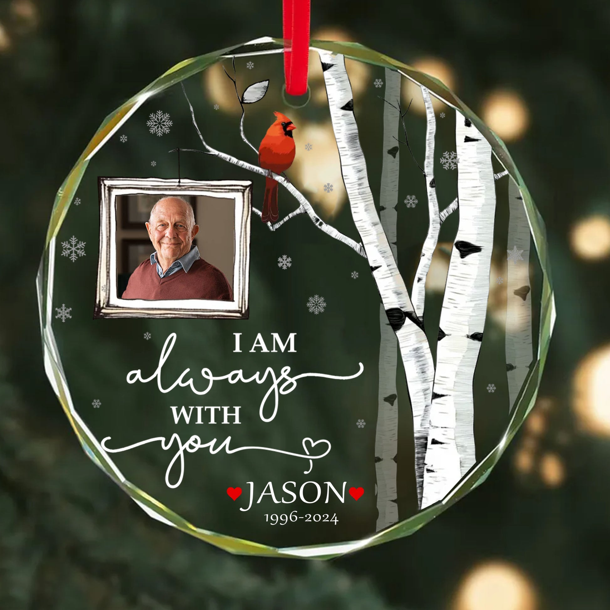 Personalized Ornament Memorial I'm always with you Glass Ornament Holiday Decorations - LuthCreative