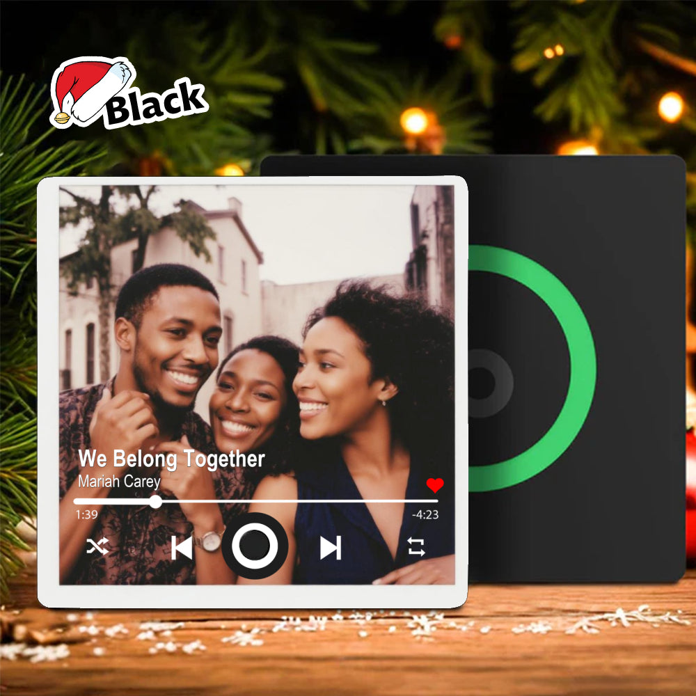 Custom Photo Musical Fridge Magnet in sleek black finish with media control buttons