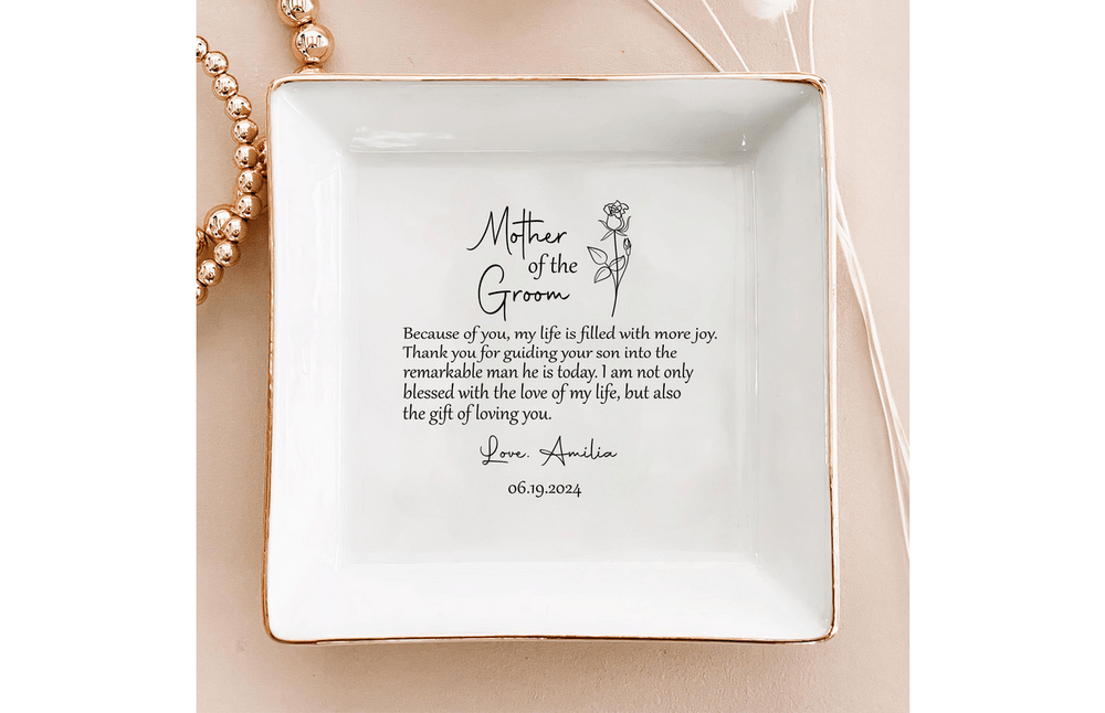 Personalized Ring Dish Mother Of Groom Customized Ceramic Jewelry Tray - LuthCreative