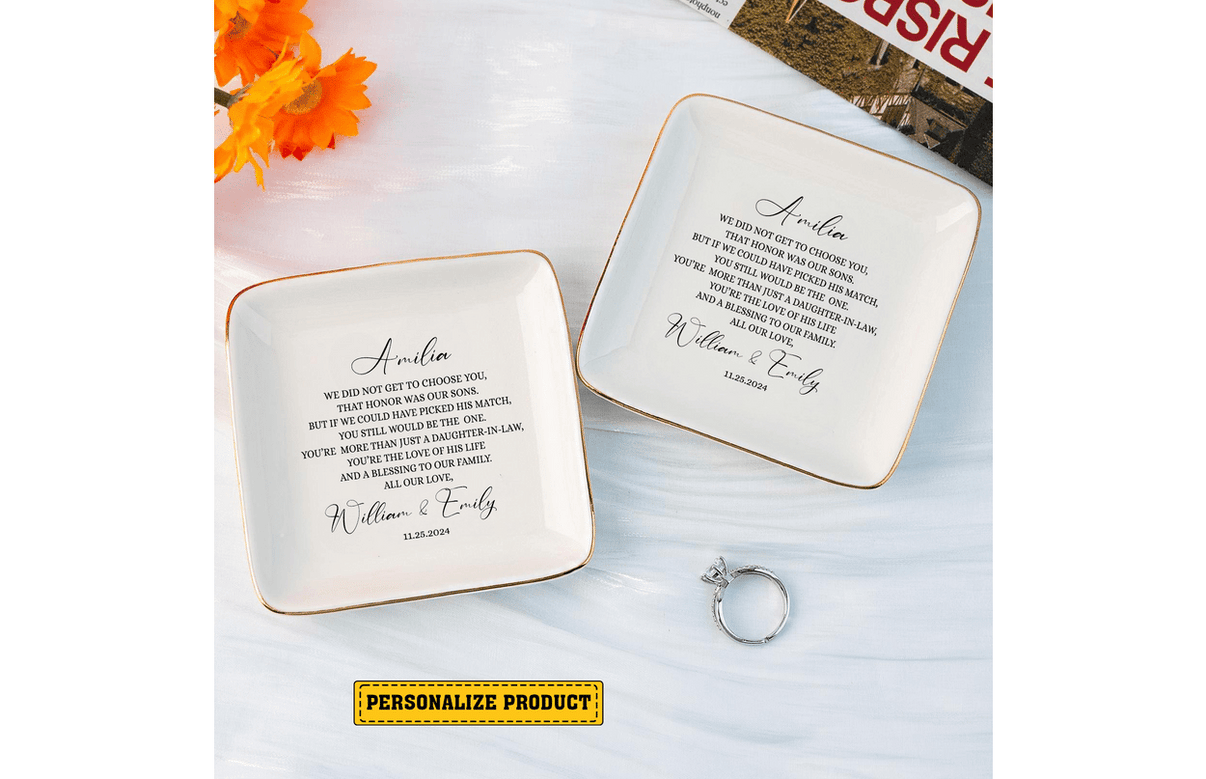 We Did not Get to Choose You Daughter In Law Gift From Parents Of The Groom-Personalized Jewelry Dish-Wedding Gifts For Bride - LuthCreative